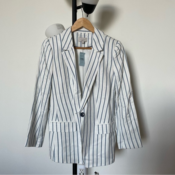 LOFT Striped Linen Blazer - Picture 2 of 7